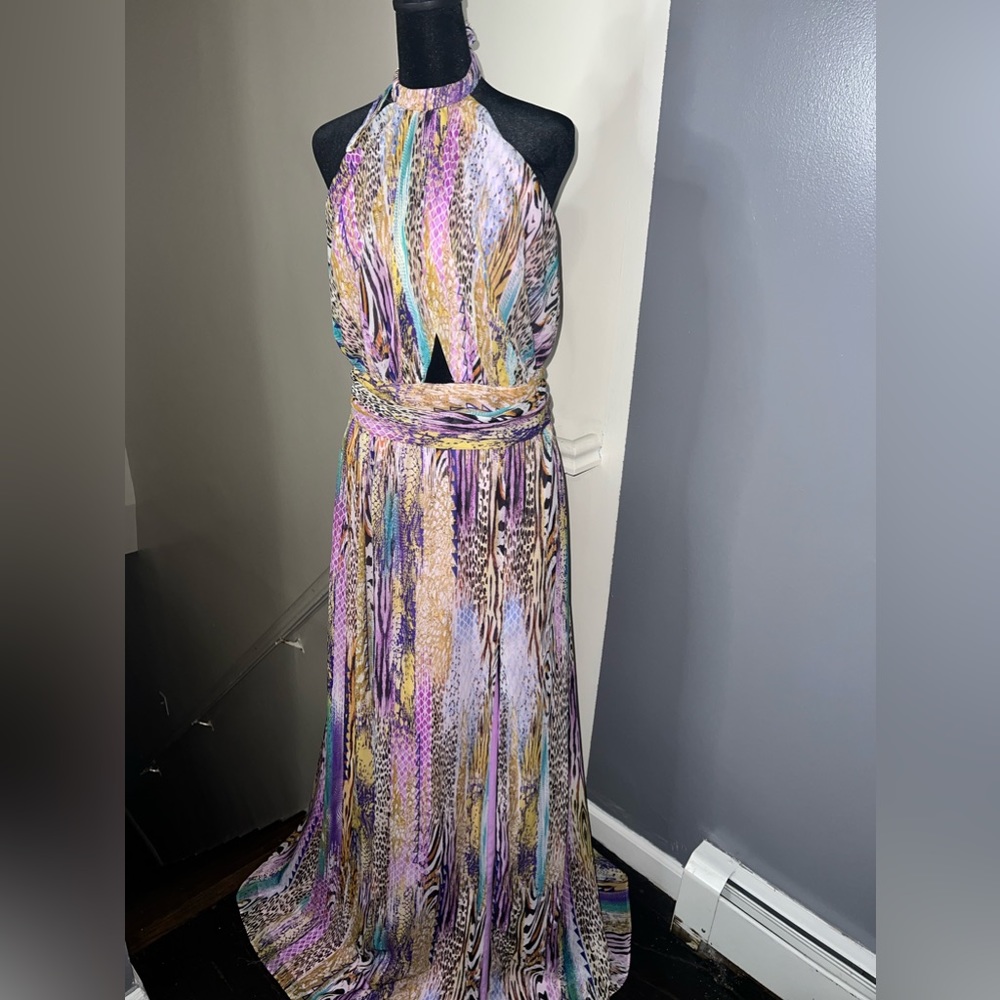 Multi-Color Maxi Dress with Slit